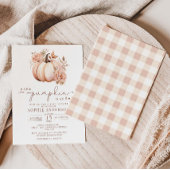 小さなカボチャが途中にある秋赤ちゃんシャワー 招待状