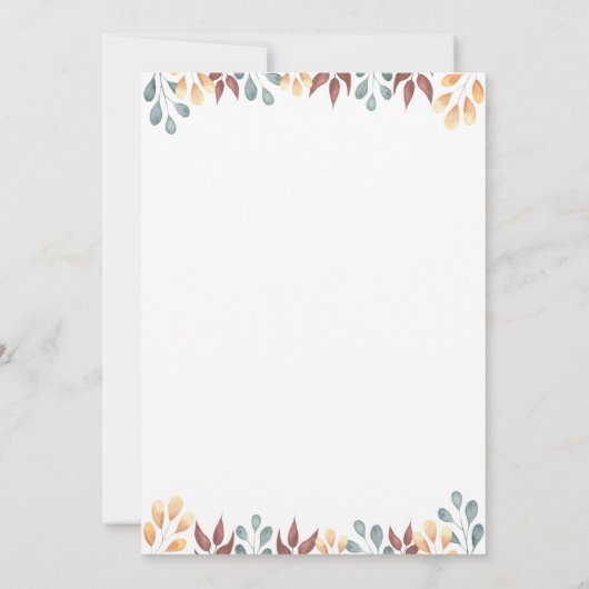 小さなカボチャが途中にある秋赤ちゃんシャワー 招待状 (裏面)