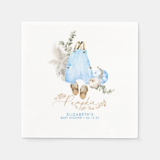 小さなカボチャが途中にある – 秋赤ちゃんシャワー スタンダードカクテルナプキン (正面)
