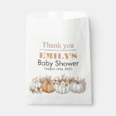 小さなカボチャが途中にある – 赤ちゃんシャワー フェイバーバッグ (正面)