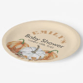 小さなカボチャが途中にある – 赤ちゃんシャワー ペーパープレート (アングル)