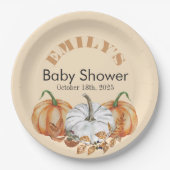 小さなカボチャが途中にある – 赤ちゃんシャワー ペーパープレート (正面)