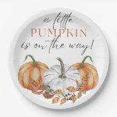 小さなカボチャが途中にある – 赤ちゃんシャワー ペーパープレート (正面)