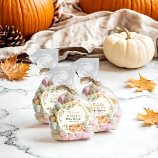 小さなカボチャが途中にある – 赤ちゃんシャワー ラウンドシール