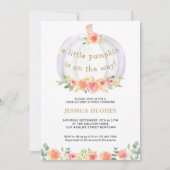 小さなカボチャが途中のフローラの赤ちゃんシャワー 招待状 (正面)