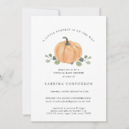 小さなカボチャが途中の仮想の水色 招待状