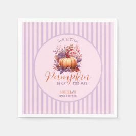 小さなカボチャが途中の薄紫の赤ちゃんシャワー スタンダードカクテルナプキン
