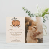 小さなカボチャが途中の赤ちゃんシャワー写真 招待状 (スタンド正面)