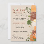 小さなカボチャが途中ベビーシャワー招待状 招待状 (正面)