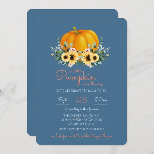 小さなカボチャが途中ベビーシャワー招待状 招待状 (正面/裏面)