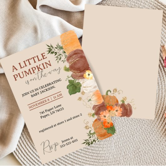 小さなカボチャが途中ベビーシャワー招待状 招待状