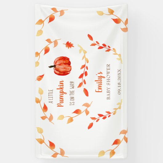 小さなカボチャが途中ベビーシャワー秋 横断幕 (縦)