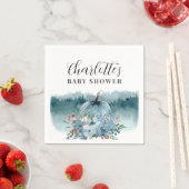 小さなカボチャが青い赤ちゃんシャワーに向かっている スタンダードカクテルナプキン (インサイチュ)