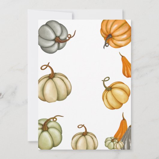 小さなカボチャがSage Baby Showerの途中にある 招待状 (裏面)