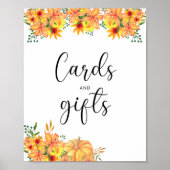 小さなカボチャのカードとギフト赤ちゃんシャワー ポスター (正面)