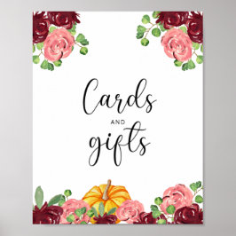 小さなカボチャのカードとギフト赤ちゃんシャワー ポスター