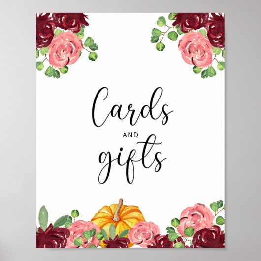 小さなカボチャのカードとギフト赤ちゃんシャワー ポスター (正面)