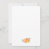 小さなカボチャのクマが赤ちゃんシャワーの途中にある 招待状 (裏面)