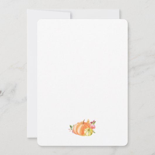 小さなカボチャのクマが赤ちゃんシャワーの途中にある 招待状 (裏面)