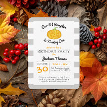 小さなカボチャのグレーストライプの子供の誕生日 小さい