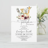 小さなカボチャのサファリ動物の赤ちゃんシャワー 招待状 (スタンド正面)