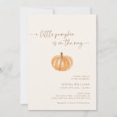 小さなカボチャのジェンダーニュートラル秋のベイビーシャワー 招待状 (正面)