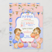 小さなカボチャのジェンダー明るいブロンド 招待状 (正面/裏面)