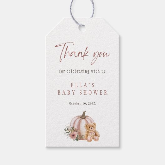 小さなカボチャのテディベアのギフトタグ ギフトタグ (正面)