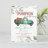 小さなカボチャのトラックがベビーシャワーでドライブ 招待状 (スタンド正面)