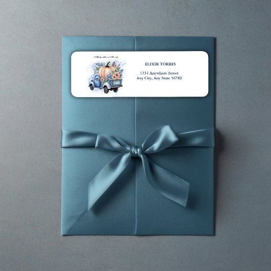 小さなカボチャのトラックの水の色の赤ちゃんシャワー ラベル