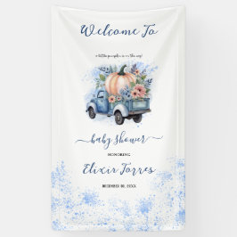 小さなカボチャのトラックの水の色の赤ちゃんシャワー 横断幕