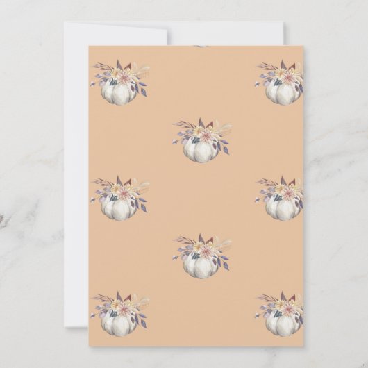 小さなカボチャのトラックの花点々のある、赤ちゃんシャワー 招待状 (裏面)