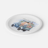 小さなカボチャのトラック青い水の色の赤ちゃんシャワー ペーパープレート (アングル)