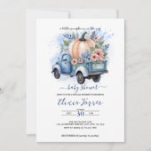 小さなカボチャのトラック青い水の色の赤ちゃんシャワー 招待状 (正面)