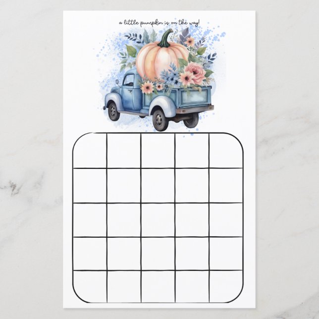 小さなカボチャのトラック青い水の色ビンゴゲーム (正面)