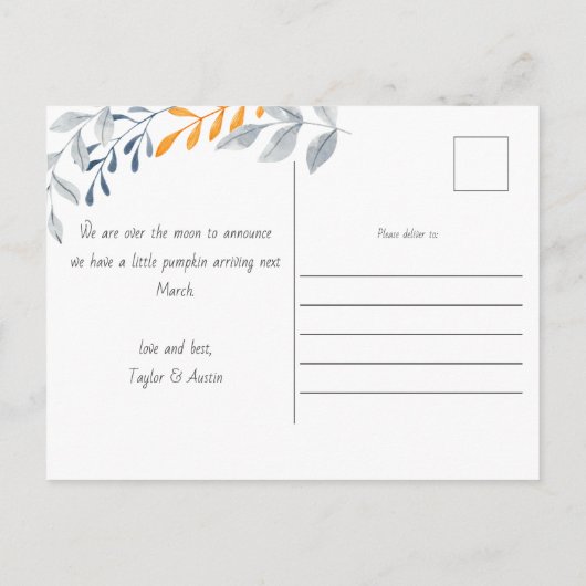 小さなカボチャのハロウィーン妊娠を期待して 案内ポストカード (裏面)