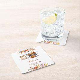 小さなカボチャのハロウィーン秋赤ちゃんシャワー スクエアペーパーコースター