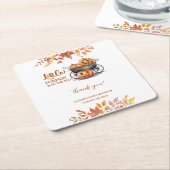 小さなカボチャのハロウィーン秋赤ちゃんシャワー スクエアペーパーコースター (アングル)