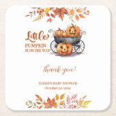 小さなカボチャのハロウィーン秋赤ちゃんシャワー スクエアペーパーコースター (正面)