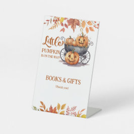 小さなカボチャのハロウィーン秋赤ちゃんシャワー 台座サイン