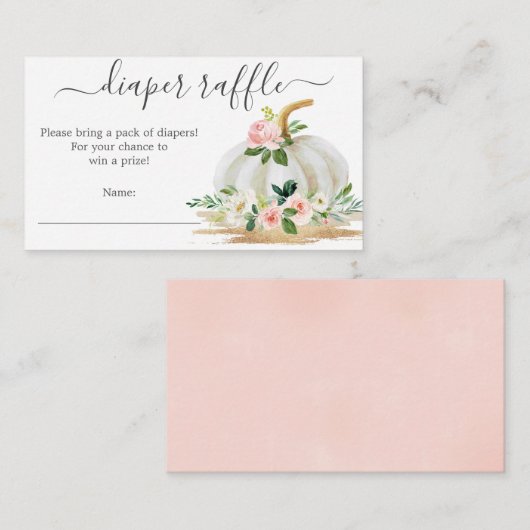 小さなカボチャのピンクおむつくじ 赤ちゃん歓迎会カード エンクロージャーカード (正面/裏面)