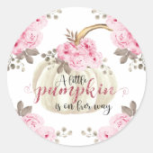 小さなカボチャのピンクのフローラグリッター ラウンドシール (正面)