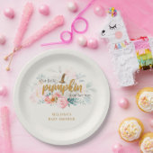 小さなカボチャのピンクのフローラ女の子の赤ちゃんシャワー ペーパープレート (パーティー)