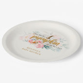 小さなカボチャのピンクのフローラ女の子の赤ちゃんシャワー ペーパープレート (アングル)