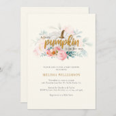 小さなカボチャのピンクのフローラ女の子の赤ちゃんシャワー 招待状 (正面/裏面)