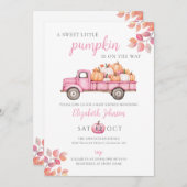 小さなカボチャのピンクの女の子の赤ちゃんシャワーすべて1つの 招待状 (正面/裏面)