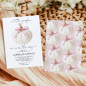 小さなカボチャのピンクの弓の赤ちゃんシャワー 招待状