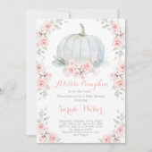 小さなカボチャのピンクの秋の赤ちゃんシャワー女の子 招待状 (正面)