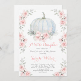小さなカボチャのピンクの秋の赤ちゃんシャワー女の子 招待状