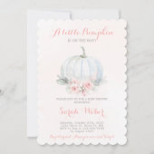 小さなカボチャのピンクの秋の赤ちゃんシャワー女の子 招待状 (正面)